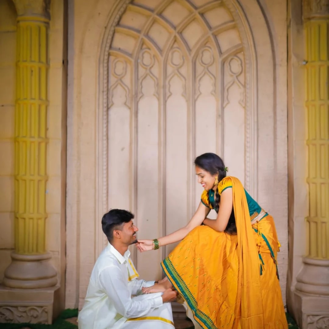 Couple seated together in traditional clothing